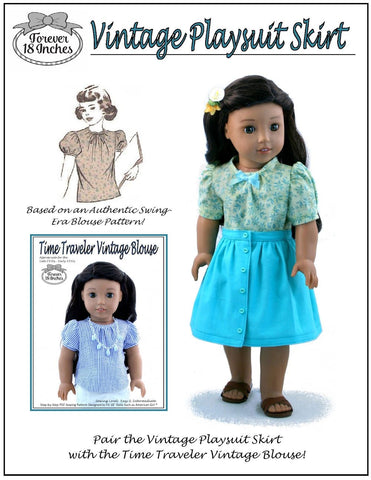 Forever 18 Inches 18 Inch Modern Vintage Playsuit Skirt 18" Doll Clothes Pattern larougetdelisle