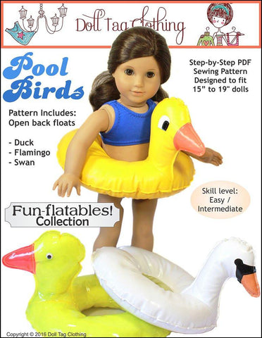 Doll Tag Clothing 18 Inch Modern Fun-flatable Pool Birds 18" Doll Accessories larougetdelisle
