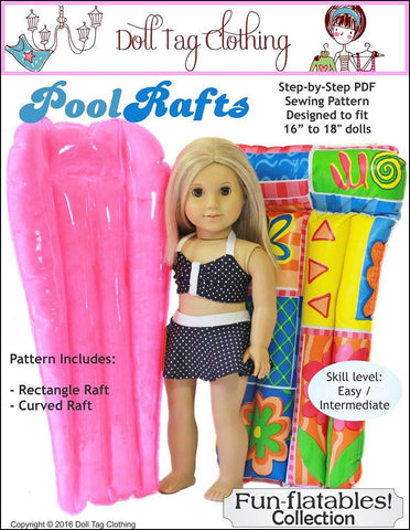 Doll Tag Clothing 18 Inch Modern Fun-flatable Pool Rafts 18" Doll Accessories larougetdelisle