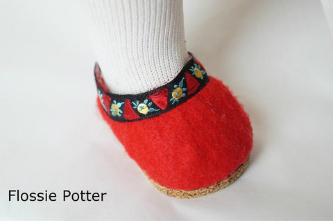 Flossie Potter Shoes Wool Felt Clogs 18" Doll Clothes Pattern larougetdelisle