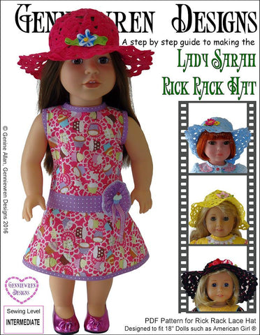Genniewren 18 Inch Modern Lady Sarah Rick Rack Hat 18" Doll Accessories larougetdelisle