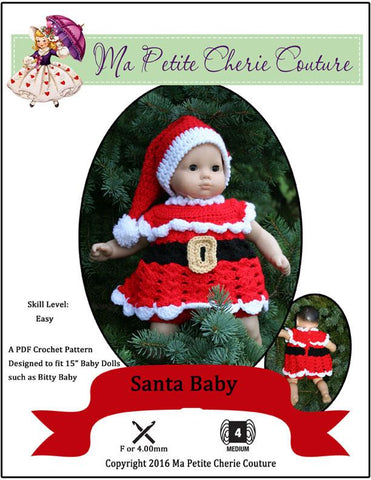 Mon Petite Cherie Couture Bitty Baby/Twin Santa Baby Crochet Pattern for 15" Baby Dolls larougetdelisle