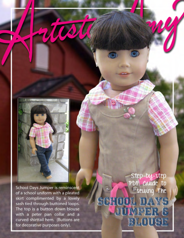Artistic Amy 18 Inch Modern School Days Jumper and Blouse 18" Doll Clothes Pattern larougetdelisle