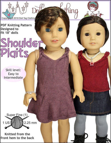 Doll Tag Clothing Knitting Shoulder Plaits 18" Doll Knitting Pattern larougetdelisle
