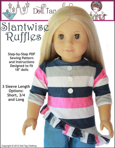Doll Tag Clothing 18 Inch Modern Slantwise Ruffles Top 18" Doll Clothes Pattern larougetdelisle
