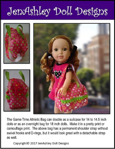 Jen Ashley Doll Designs 18 Inch Modern Game Time Athletic Bag 14-18" Doll Accessory Pattern larougetdelisle