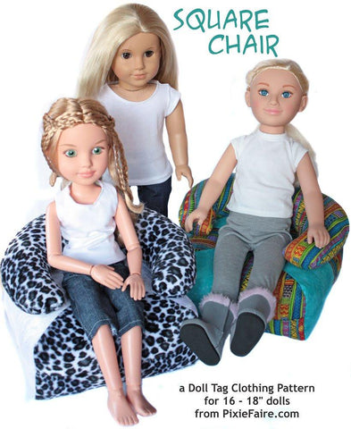 Doll Tag Clothing 18 Inch Modern Square Chair for 18" Dolls larougetdelisle