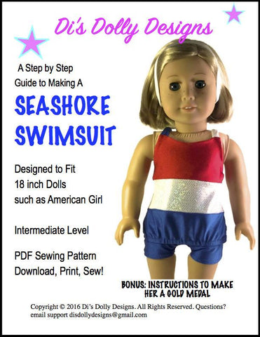 Di's Dolly Designs 18 Inch Modern Seashore Swimsuit 18" Doll Clothes larougetdelisle