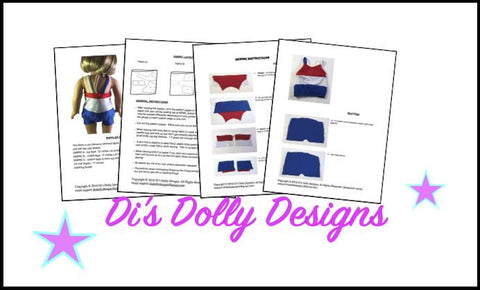 Di's Dolly Designs 18 Inch Modern Seashore Swimsuit 18" Doll Clothes larougetdelisle