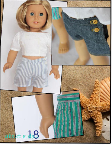 About A Doll 18 18 Inch Historical Sun & Sand Shorts Set 18" Doll Clothes Pattern larougetdelisle