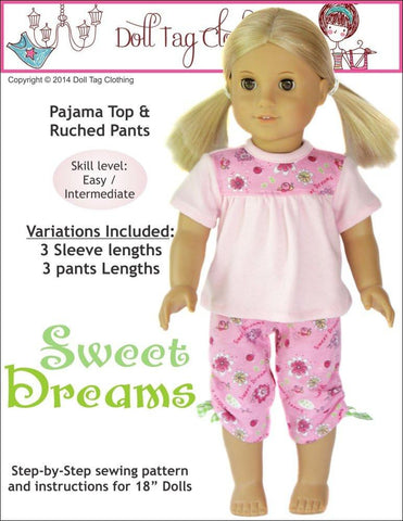 Doll Tag Clothing 18 Inch Modern Sweet Dreams PJ Bundle 18" Doll Clothes Pattern larougetdelisle