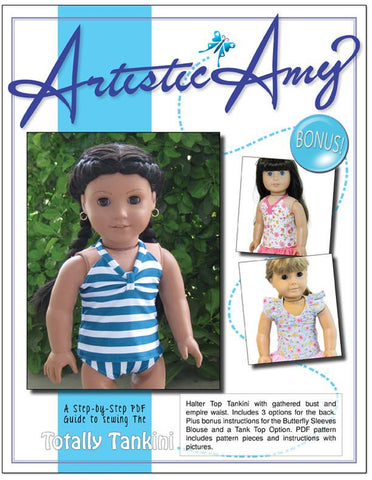 Artistic Amy 18 Inch Modern Tankini Swimsuit and Top 18" Doll Clothes Pattern larougetdelisle