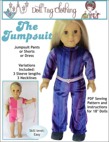 Doll Tag Clothing 18 Inch Modern The Jumpsuit 18" Doll Clothes Pattern larougetdelisle
