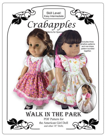 Crabapples 18 Inch Historical Walk In The Park 18" Doll Clothes Pattern larougetdelisle