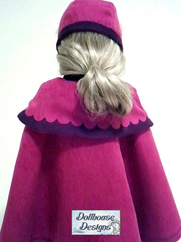 Dollhouse Designs 18 Inch Modern Nordic Winter Cape & Cap 18" Doll Clothes larougetdelisle