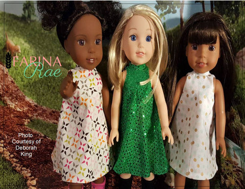 Farina Rae WellieWishers Christy Dress 14-14.5" Doll Clothes Pattern larougetdelisle