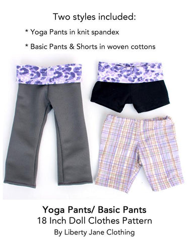 Liberty Jane 18 Inch Modern Yoga Pants and Basic Pants 18" Doll Clothes Pattern larougetdelisle
