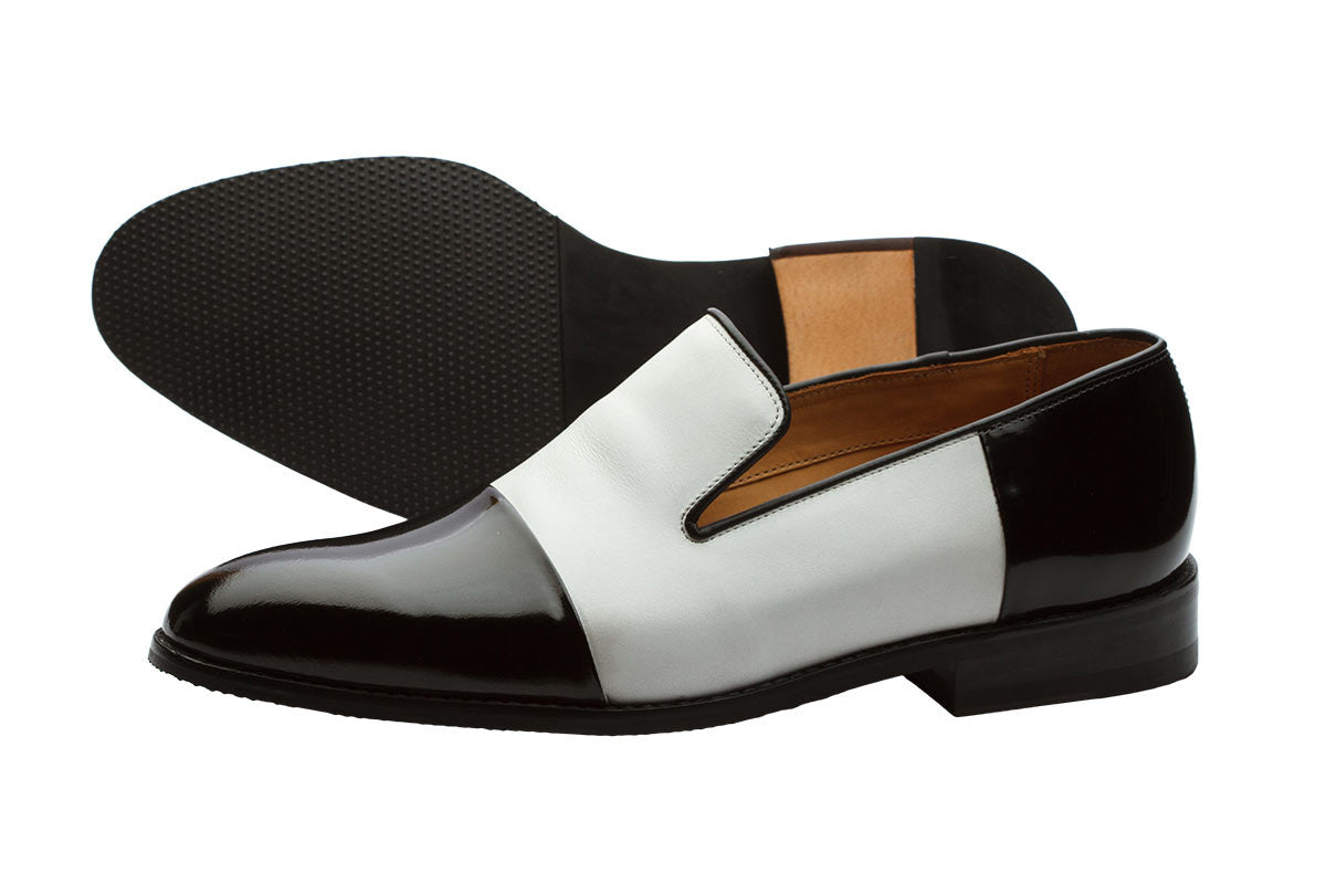 black and white loafer