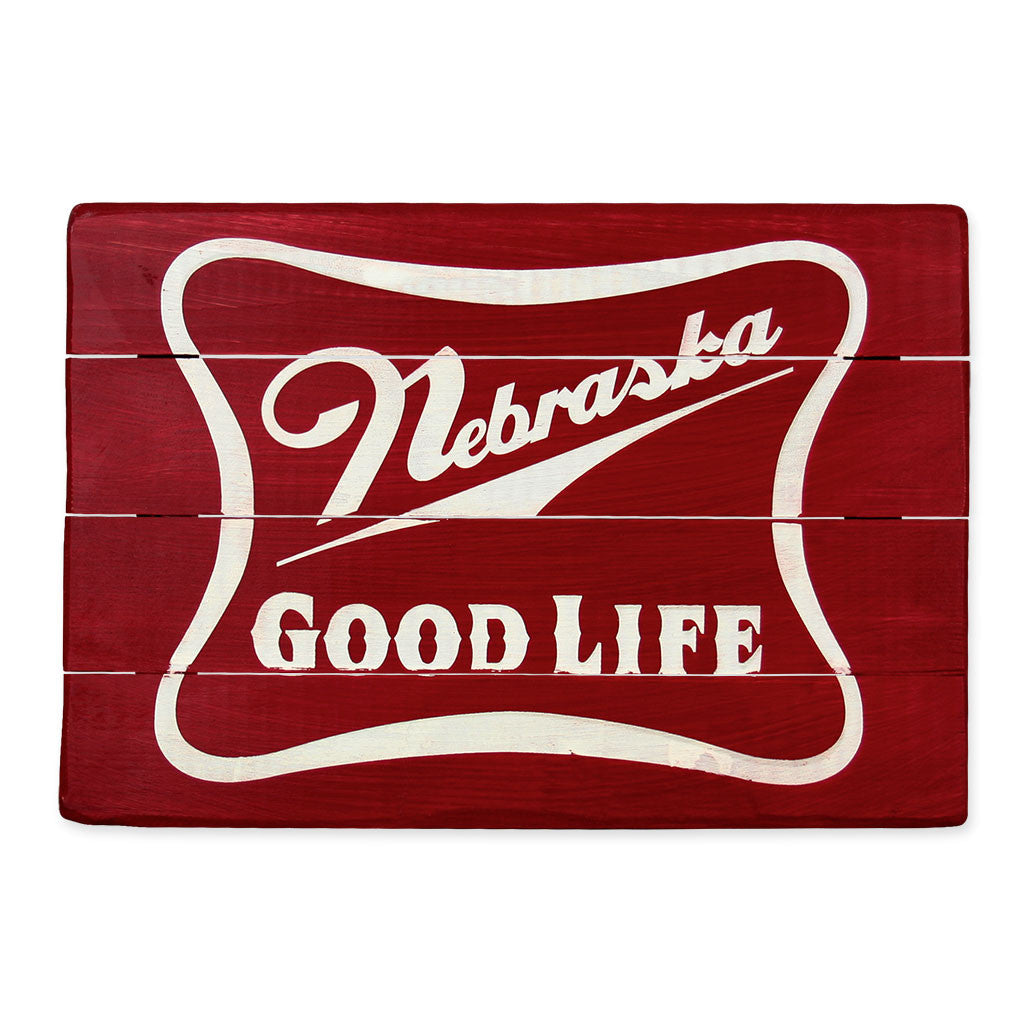 Nebraska Red Zone® | The Good Life Wood Sign - Red - Large 14"x20"