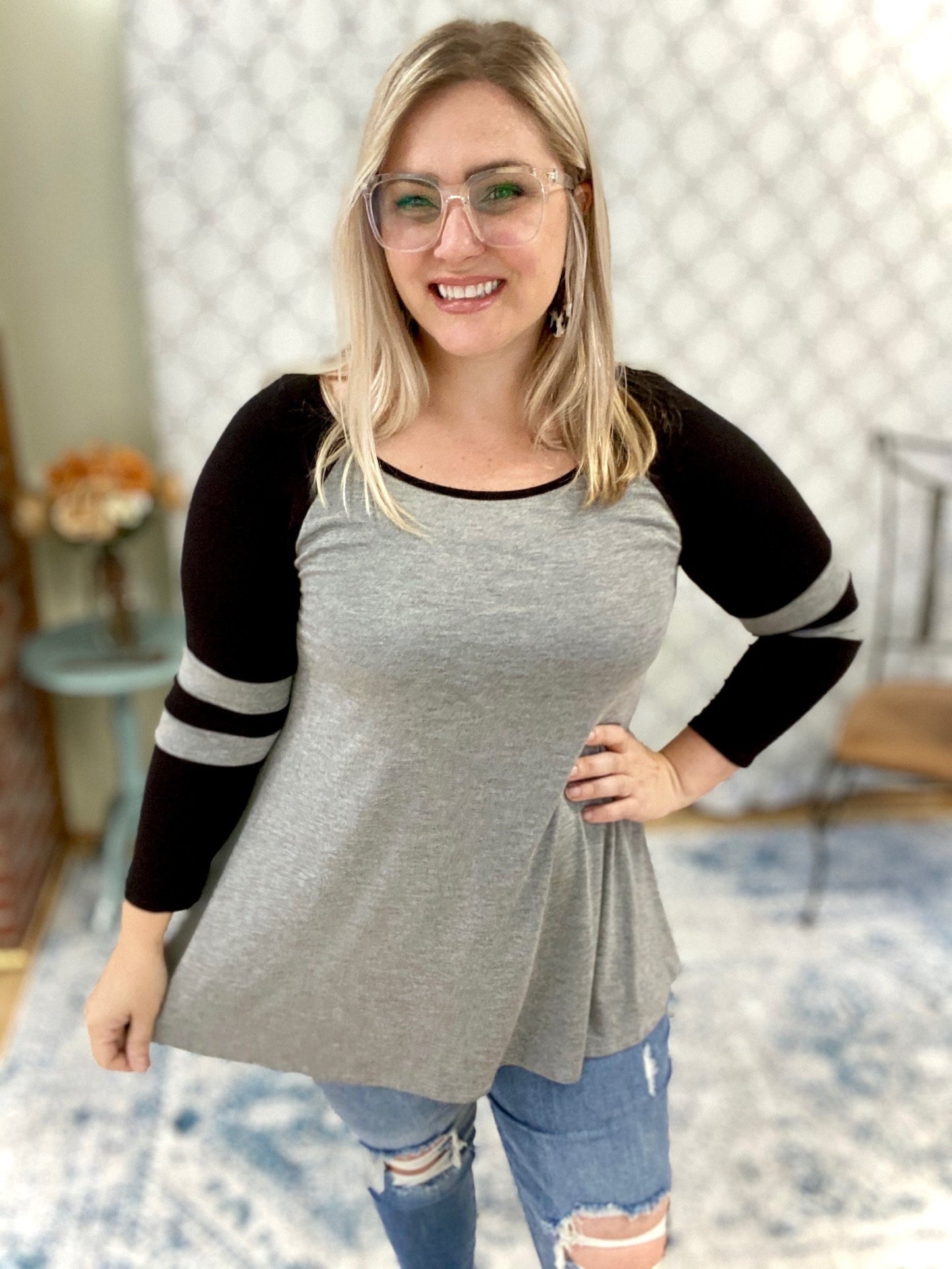 Ready to Roll Rugby Long Sleeve Top in Gray