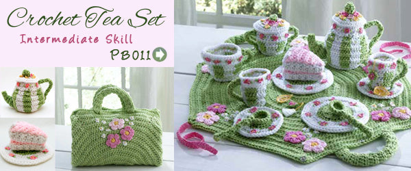 Carnation Tea Set crochet pattern Maggie's Crochet 