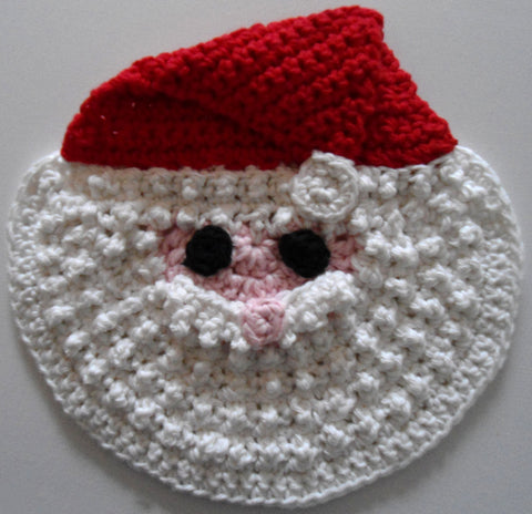 Free Santa Crochet Dishcloth Pattern in Cotton Yarn by Maggie Weldon
