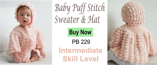 Baby Puff Stitch Sweater and Hat Crochet Pattern Maggie's Crochet