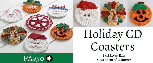 Holiday CD Coasters Crochet Pattern for Sale MaggiesCrochet.com