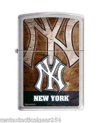 Genuine Zippo Lighter MLB New York Yankees NY Brushed Chrome Windproof