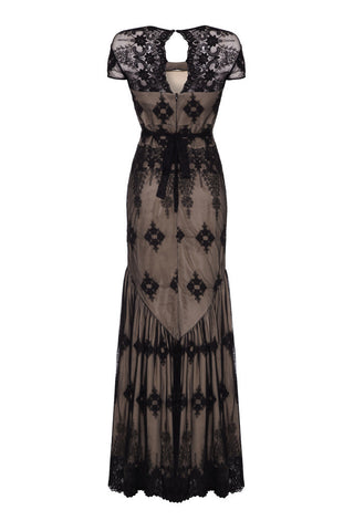 Sirene dress in black embroidered lace | Nancy Mac