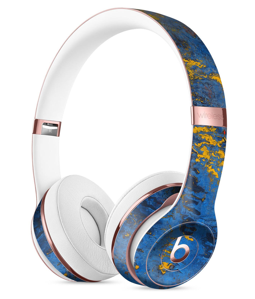 blue and gold beats headphones