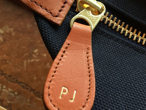 Personalised Leather Gifts - Leather Zip Pull Gold Foil Blocked Initials