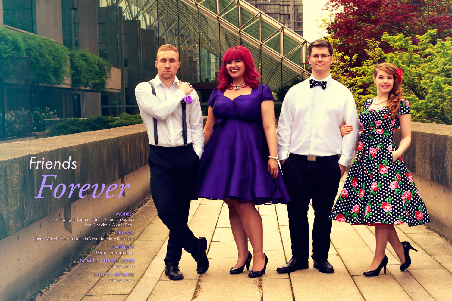 Friends Forever - Aurora Dress in Violet Taffeta + Rosy Dots