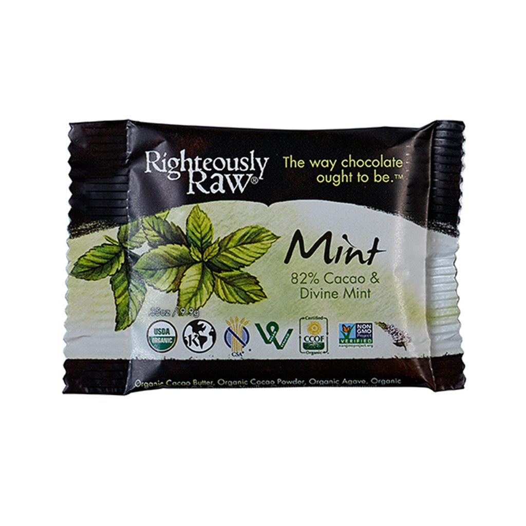 righteously raw 82% divine mint bite size chocolates (66g)