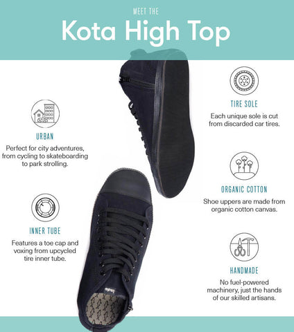 Kota High Top with repurposed tire soles