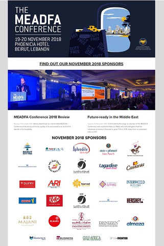 DENIZEN WORLD participant in list of sponsors of TFWA - MEADFA conference for the launching of DENIZEN bracelet of Lebanon at Beirut Duty Free