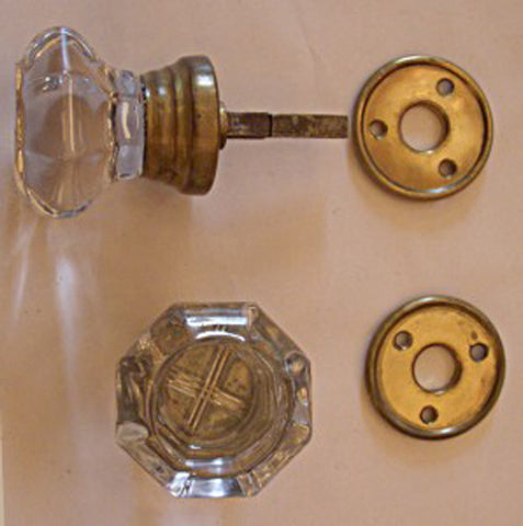 1890's stepped glass octagonal glass doorknob