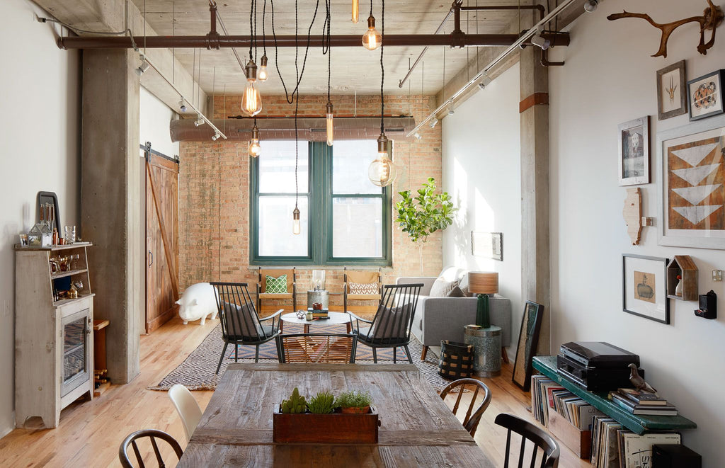 Spacious modern industrial living room