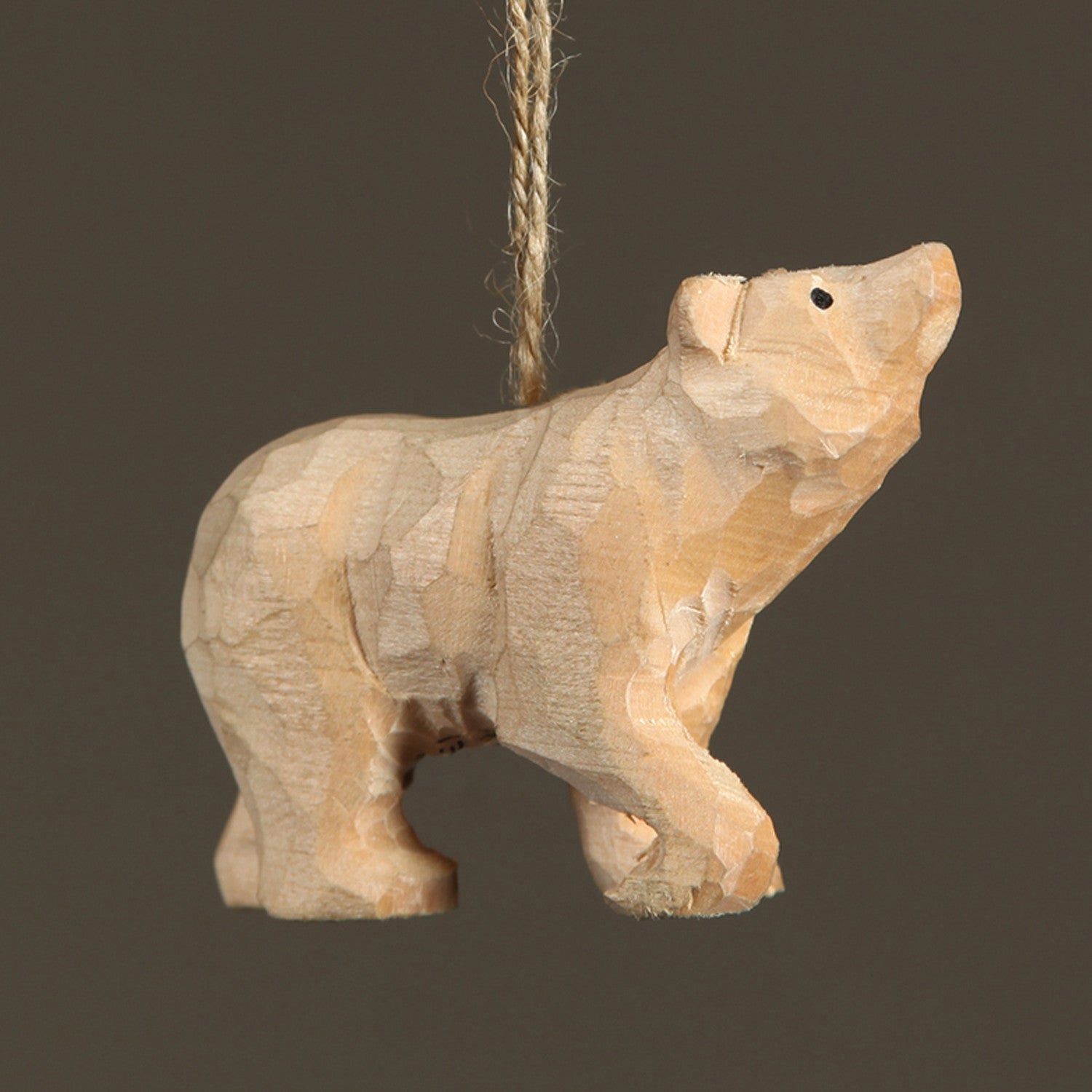 Carved Wood Polar Bear Ornament