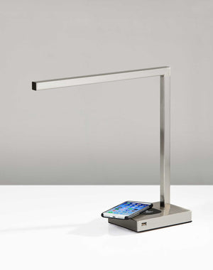 Abbeville Wireless Charge Desk Lamp Brushed Steel