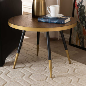 Seattle Wood/Metal Coffee Table Walnut/Black/Gold