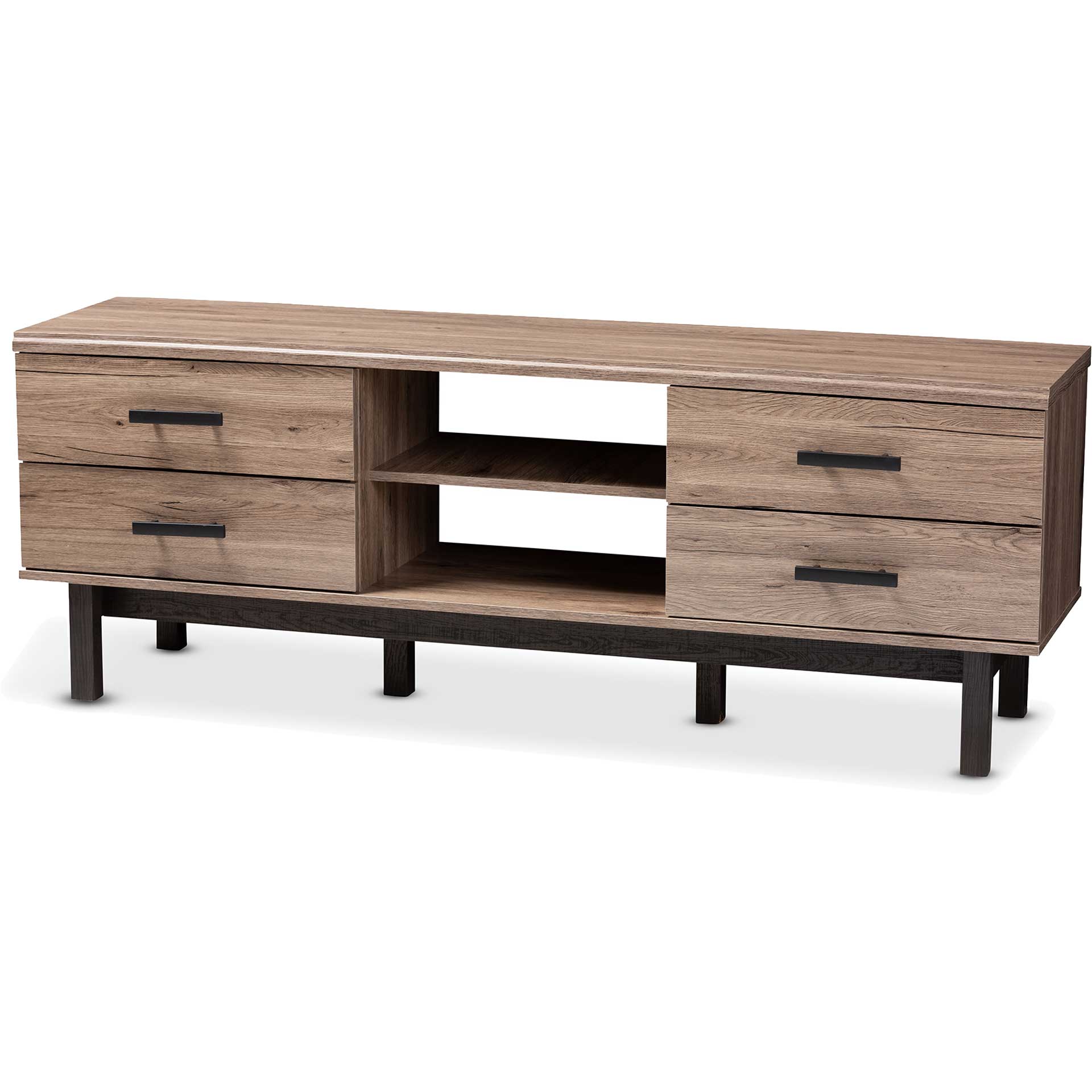 Ariel 4-Drawer TV Stand Oak/Black