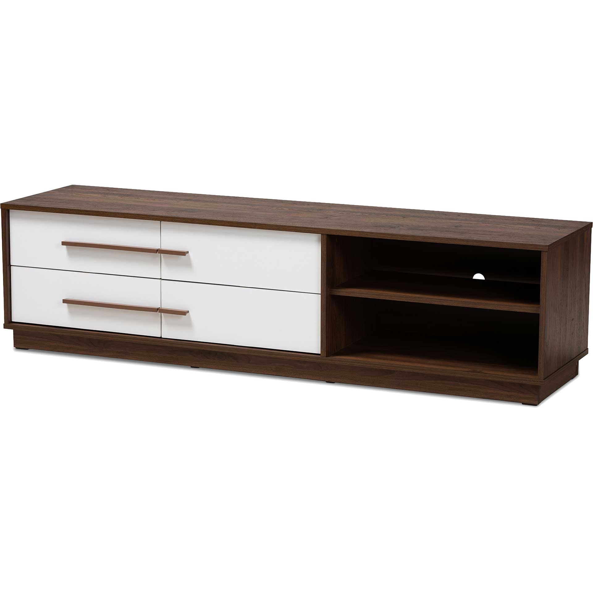 Mega 4-Drawer TV Stand White/Walnut