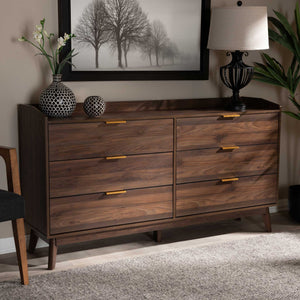 Leara 6-Drawer Dresser Walnut