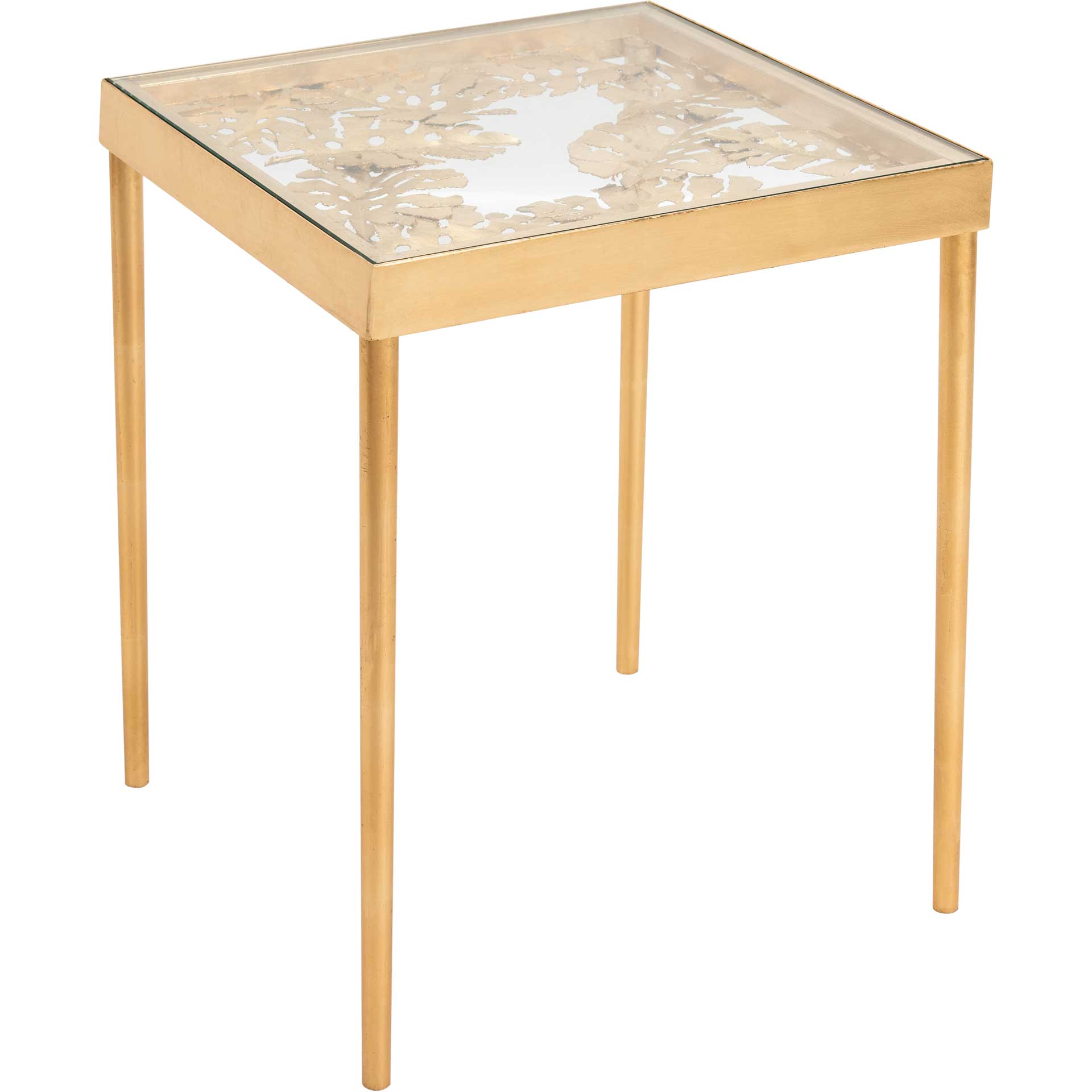 Leonie Palm Leaf Side Table Gold Leaf