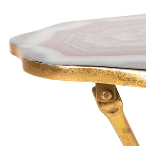 Cecilia Faux Agate Side Table Multi Blue/Maroon/Gold