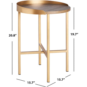 Preston Round Side Table Light Gray Oak/Gold