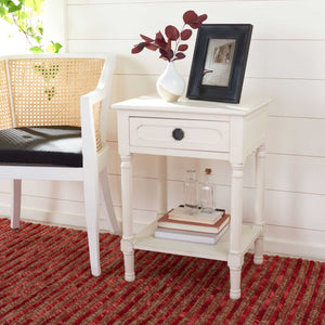 Alessa 1 Drawer Accent Table Distressed White