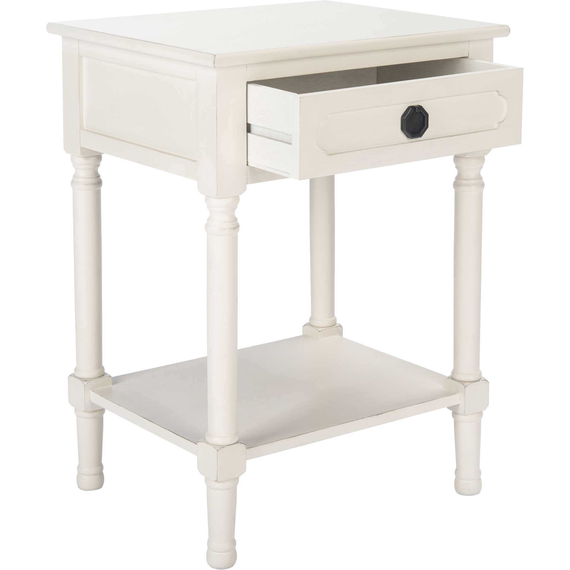 Alessa 1 Drawer Accent Table Distressed White