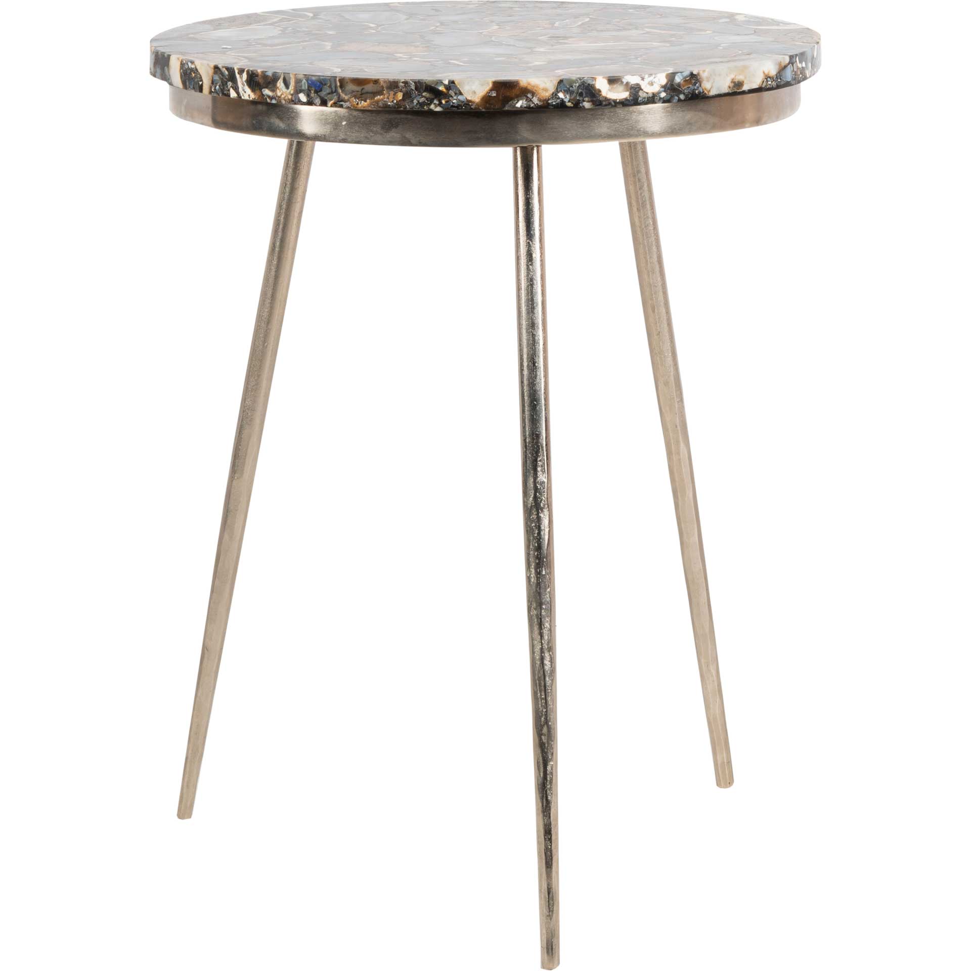 Fabius Agate Round Accent Table Nickel/Black